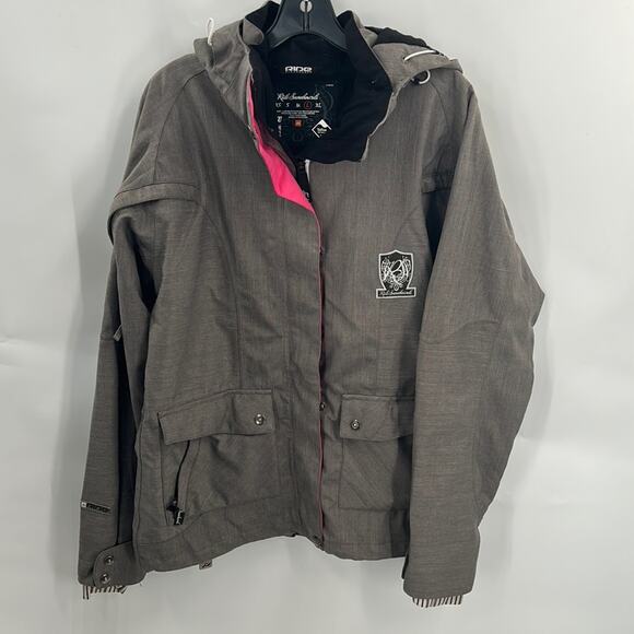 Ride Snowboards Women's Gray Waterproof Breathable Removable Hood Jacket Large - Picture 1 of 16